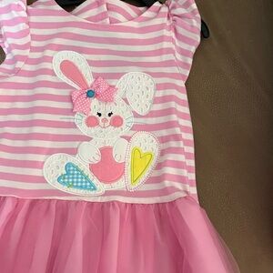 Christopher Radko Pink and White Puff Sleeve Casual Dress